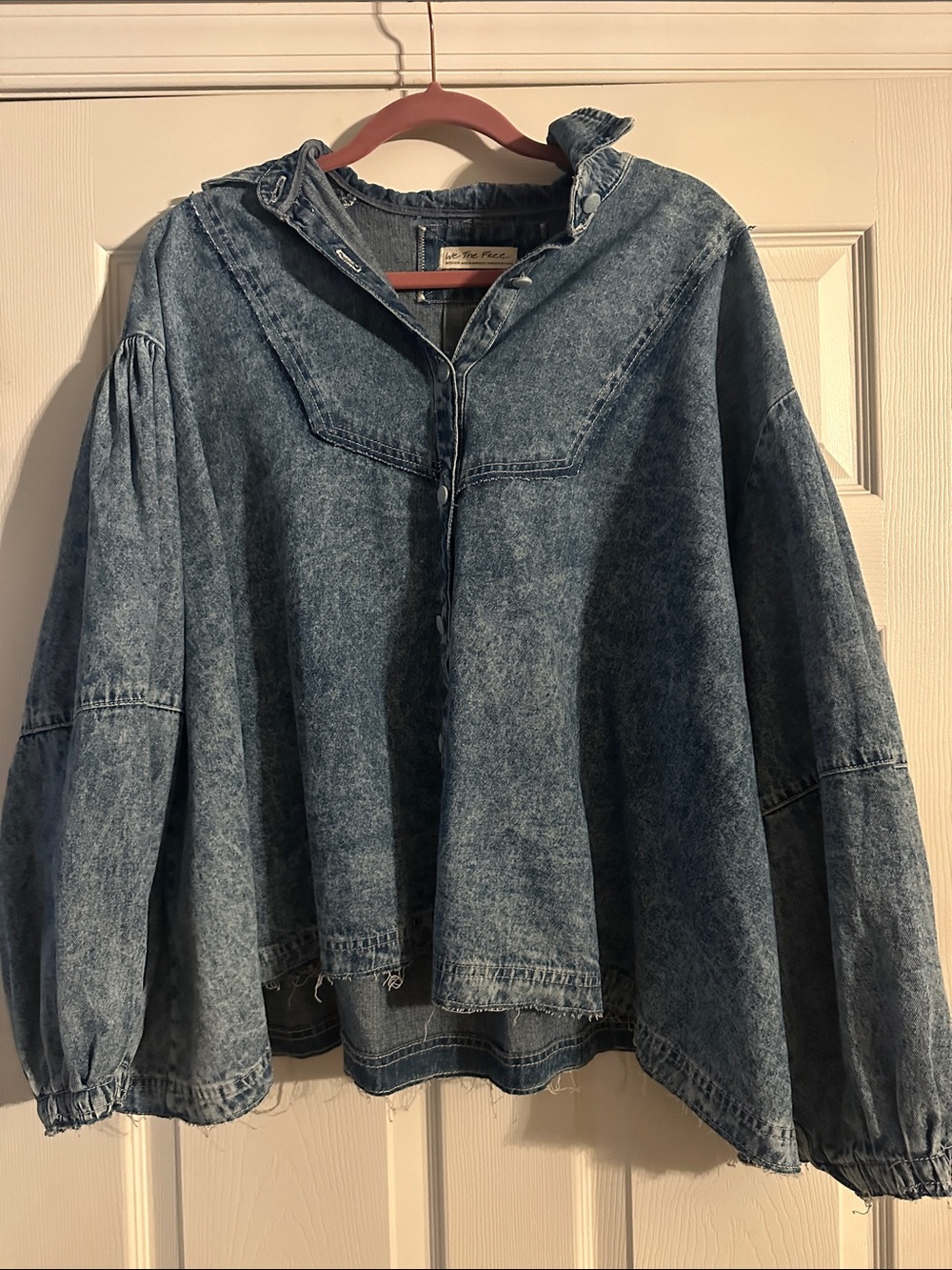 Free People Acid Wash Denim Pullover - Blue